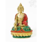 Gyógyító Buddha réz szobor, kővel bevont - 21 cm