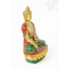 Gyógyító Buddha réz szobor, kővel bevont - 21 cm