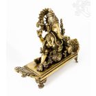 Ganesha, ágyon pihenő réz szobor, sárga - 34 cm