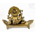 Ganesha, ágyon pihenő réz szobor, sárga - 34 cm