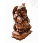 Álló nevető Buddha fa faragott szobor - 20 cm