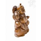 Álló nevető Buddha fa faragott szobor - 30 cm