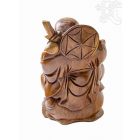 Álló nevető Buddha fa faragott szobor - 30 cm