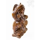 Álló nevető Buddha fa faragott szobor - 30 cm