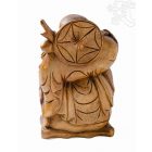Álló nevető Buddha fa faragott szobor - 30 cm
