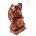 Álló nevető Buddha fa faragott szobor - 30 cm