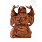 Álló nevető Buddha fa faragott szobor - 30 cm