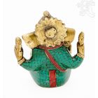 Ganesha réz szobor kővel berakott - prémium minőségű - 11,5 cm