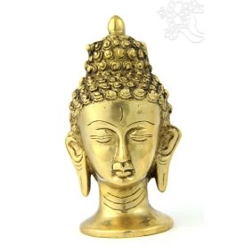 Buddha fej szobor réz, sárga színű