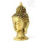 Buddha fej szobor réz, sárga színű