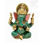 Ganesha réz szobor kővel berakott - prémium minőségű - 16 cm