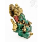 Ganesha réz szobor kővel berakott - prémium minőségű - 16 cm