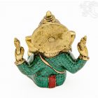 Ganesha réz szobor kővel berakott - prémium minőségű - 16 cm