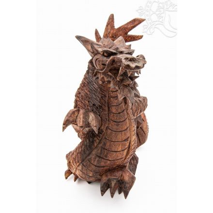 Faragott fa sárkány szobor - 20 cm