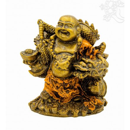 Nevető Buddha színes rezin szobor - 14 cm