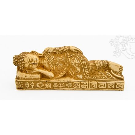 Fekvő Buddha csont színű rezin szobor - 15 cm