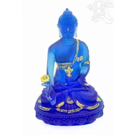   Gyógyító Buddha szobor rezin, áttetsző kék színű - 20 cm
