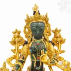 Aranyozott zöld jade Zöld Tara szobor – 23 cm