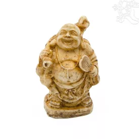 Nevető  Buddha szobor rezin csont színű – 4 cm