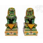 Őrző Foo kutya – oroszlán pár, mázas kerámia – 102 cm, hatalmas