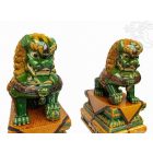 Őrző Foo kutya – oroszlán pár, mázas kerámia – 102 cm, hatalmas