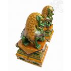 Őrző Foo kutya – oroszlán pár, mázas kerámia – 102 cm, hatalmas