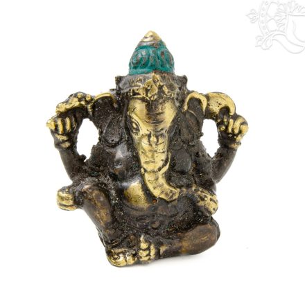 Ganesha réz szobor patina díszítéssel – 6 cm