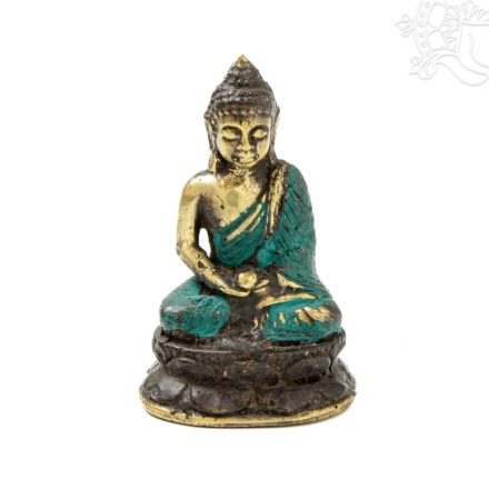 Amitabha Buddha réz szobor, patina díszítéssel - 7 cm
