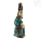 Három bölcs majom réz szobor, patina díszítéssel - 10 cm