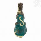 Három bölcs majom réz szobor, patina díszítéssel - 10 cm