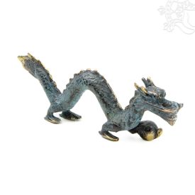 Sárkány réz szobor, patina díszítéssel - 12 cm