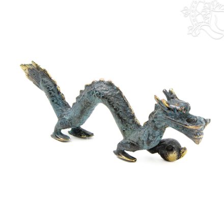 Sárkány réz szobor, patina díszítéssel - 12 cm