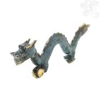 Sárkány réz szobor, patina díszítéssel - 12 cm