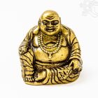 Nevető Buddha réz szobor, matt sárga - 6,5 cm