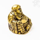 Nevető Buddha réz szobor, matt sárga - 6,5 cm