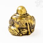 Nevető Buddha réz szobor, matt sárga - 6,5 cm