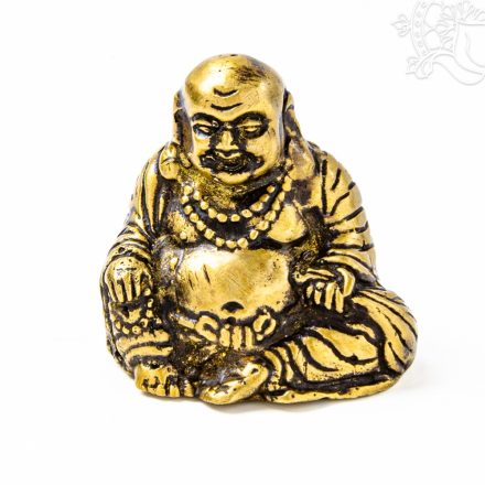 Nevető Buddha réz szobor, matt sárga - 5 cm