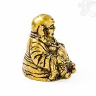 Nevető Buddha réz szobor, matt sárga - 5 cm