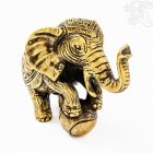 Elefánt labdával réz szobor, matt sárga - 12,5 cm