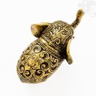 Elefánt labdával réz szobor, matt sárga - 12,5 cm