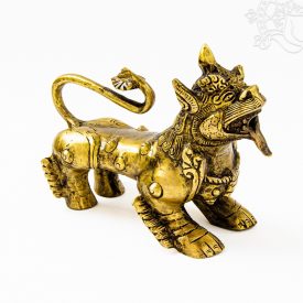 Nepáli örző oroszlán matt réz szobor – 16,5 cm