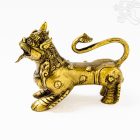 Nepáli örző oroszlán matt réz szobor – 16,5 cm