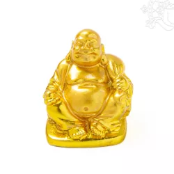 Nevető Buddha arany színű rezin szobor - 4,5 cm