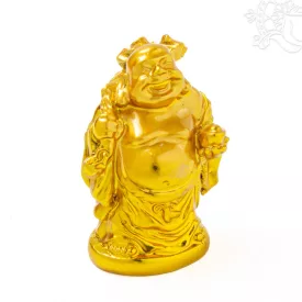 Nevető Buddha arany színű rezin szobor - 4,5 cm