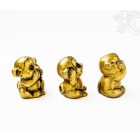 Három bölcs majom matt sárgaréz szobor szett - 7 cm