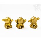 Három bölcs majom matt sárgaréz szobor szett - 7 cm