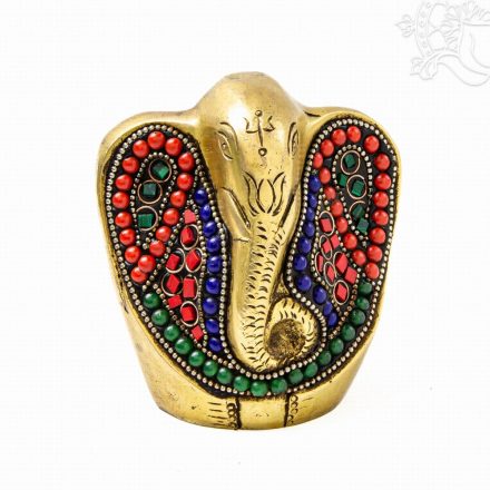 Ganesha réz szobor kővel berakott - 9 cm