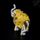 Ezüst–arany elefánt rezin szobor – 7 cm
