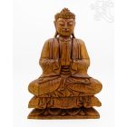 Imádkozó Buddha fa faragott szobor - 42 cm