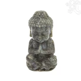 Labradorit kő imádkozó Buddha szobor - 9–10 cm